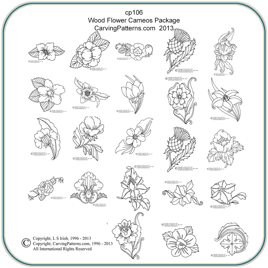 Wood Flowers Cameos Patterns – Classic Carving Patterns