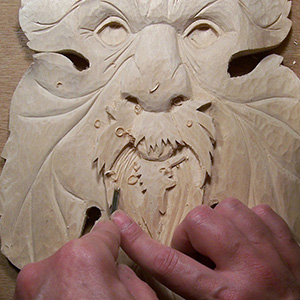 detailing stage of wood carving