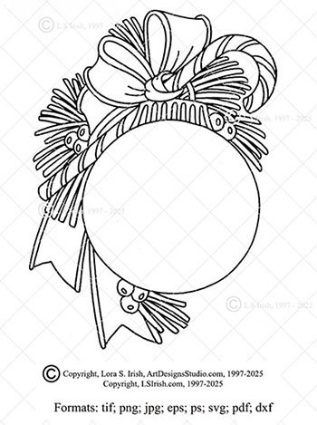 Christmas Ball Ornament with Candy Cane Vector Pattern