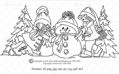 Vector Art Children Making Snowman Pattern